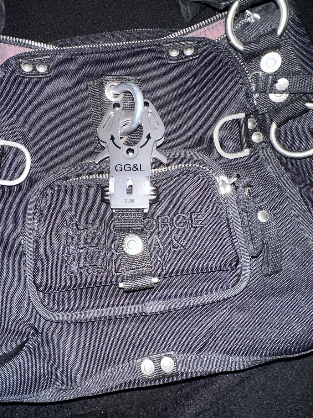 George Gina and Lucy Principessa Black Canvas Multi-Compartment Shoulder Bag - Picture 4 of 8